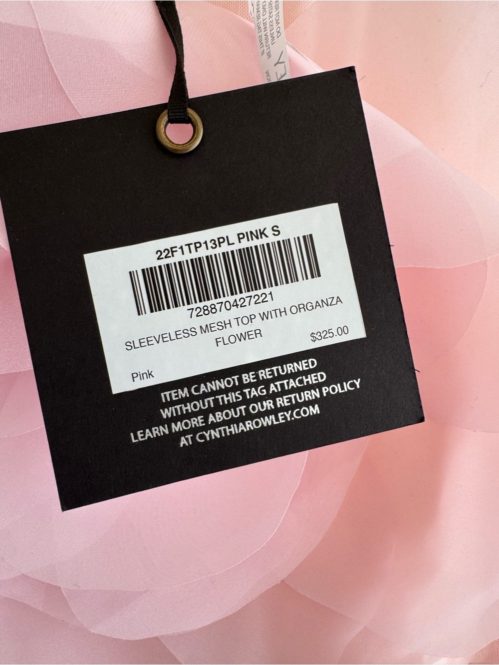 Nwt Cynthia Rowley sleeveless mesh top with organza flower sz S - Picture 9 of 10